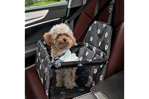 Flagest Seggiolino Auto per Cani Animali Domestici - Lavabile Morbido Oxford Trasportino Borsa per Cani - Stabile Pieghevole Seggiolino Da Auto per Cane (Stampa a Zampa)