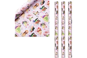 IG DESIGN GROUP UK 6m Birthday Wrapping Paper 3 Rolls of 2M x 70cm Gift Wrap for Boys or Girls - UK Made (Disney Princess)