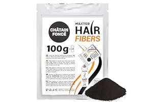 Maxter Sac de RECHARGE DE FIBRE CAPILLAIRE Châtain Foncé 100g - Poudre Cheveux Homme et Femme pour Dissimuler la Calvitie - Poudre pour Cheveux en Microfibre pour Densité et Volume