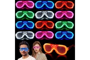 Mikulala 12 Stück Led Brille für Party Neon Partybrille Leuchtbrille Rave Shutter Shades Brille Festival Outfit Partyzubehör für Kindergeschenk