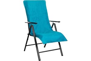 Brandsseller Housse en Éponge pour Chaise de Jardin 65x130 cm – Coussin de Siège d'Extérieur en Coton 100% – Serviette XL Confortable, Antidérapante, Lavable, Certifiée Oeko-Tex – Turquoise