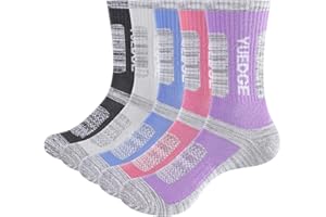 YUEDGE Women's 5 Pairs Wicking Breathable Cushion Anti Blister Casual Crew Socks Walking Athletic Socks Multi Performance