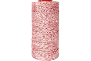 Simxkai Briadied Red & White Dacron Line for Flying Kite Outdoors Abrasion Resistant (1000ft_120lb)