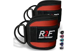R2F RIGHT TO FIGHT R2F Cavigliere Cavi Palestra 7MM Neoprene Cinghie per Caviglia Imbottite Polsini Trazioni Esercizi delle Gambe Workout con Doppio D Anello Attaccament Fitness Regolabile Strap (confezione da 2)