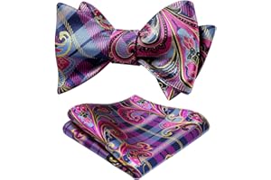 HISDERN Ensemble nœud papillon et mouchoir pour homme Motif floral et carré de poche pour fête de mariage