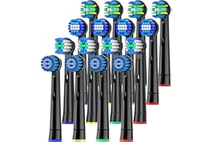 KHBD Recambios Cepillos Compatible con Braun Oral B Cepillo Eléctrico, 16 Cabezales Cepillo Electrico de Repuesto-incluir 4 Sensitive, 4 Precision, 4 Floss, 4 DeepCleaning (Negro)