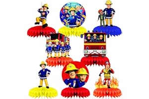 JWTRSVTY 8 Stück Feuerwehr Party Deko Tischdeko, Feuerwehr Bienenwaben Tischdekorationen, Feuerwehrmann Sam Party Tischdeko, Tischdekorationen für Kinder Geburtstage und Fireman Themen Partys