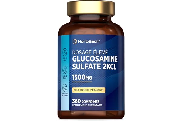 Glucosamine Sulfate 1500mg 2KCl | 360 Comprimés | Complément Alimentaire à Haute Dose | Glucosamine Sulphate Supplement | by Horbaach