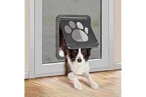 PETLESO Puerta para Perros, Gateras para Gatos, Puerta para Mascotas para Mosquitera Fácil de Montar, con Magnético y Bloqueable Gatos/Perros (42 cm x 37 cm)