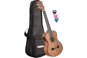CASCHA Mahagoni Premium Tenor Ukulele Set Tonabnehmer I Ukulele Starter Kit 3 Plektren Tasche integriertes Stimmgerät I Ukulele Aquila Saiten Nylon I Kleine Hawaii Gitarre Anfänger Fortgeschrittene