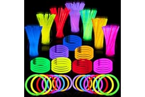 JOYIN Knicklichter Party Set für Kinder,100 Stück Leuchtstäbe, 100 Verbinder, 7 Farben, Neon Knicklichter Ketten Sets für Halloween decoration, Party Deko für Festival Hochzeiten Weihnacht
