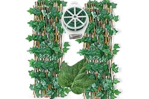 MOEM&AN 2 Celosias para Terraza Exterior Extensible 80x200cm de Madera y Hoja Inspiración Hiedra – Decorativa, Resistente y Versátil – para Jardín, Balcón y Terrazas