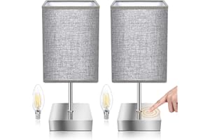 Totofac Nachttischlampe Touch Dimmbar 2er set, E14 Retro Nachttischlampe, 3 Helligkeitsstufen Einstellbar Warmweiss, Modern Nachttische Tischlampe für Schlafzimmer, Wohnzimmer, Babyzimmer