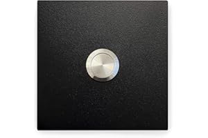 KTC-Home PREMIUM Türklingel Tiefschwarz - Flacher Drucktaster - Größe: 8x8cm - RAL 9005 - UV & Witterungsbeständig - Pulverbeschichtet