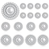 AUEAR 15 Bottoni Spilla In Finta Perla Con Strass Argento - 3,1 Cm Per Abbigliamento E Decorazioni Fai Da Te - 2