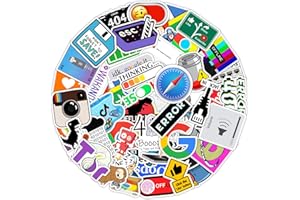 FANCICO Errore di rete 404 Confezione di adesivi da 50 pezzi per bottiglie d'acqua, computer portatili, auto, skateboard, decorazioni per caverne da uomo