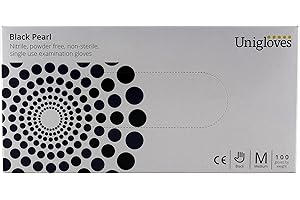 UNIGLOVES Black Pearl Nitrile, Powder Free, Non Sterile, Single Use Examination Gloves Medium - 100 Gloves (1 box)