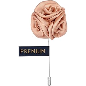 Peluche Ranunculus Flower - Beige Colored Brooch/Lapel Pin for Men