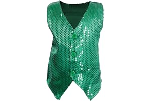 Carnavalife Chaleco lentejuela niño niña de hip hop Chaleco disfraz infantil fiesta baila fin de curso celebración 1 a 12 años