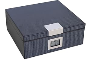 Humidor per Sigari Realizzato a Mano in Cedro e Fibra di Carbonio con Igrometro Frontale Digitale - Tenuta (25-50 sigari) di Case Elegance