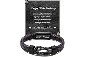 CheersLife 13-70th Birthday Gifts for Men, Birthday Gifts for Son Nephew Brother Grandson Dad Grandfather Uncle Boyfriend Husband Man, Knot Leather Personalized Bracelet Birthday Gifts for Him