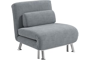 HOMCOM Velvet Chair Bed, 3-in-1 Convertible Sleeper Chair with Adjustable Backrest, Pillow, for Living Room, Bedroom, Grey