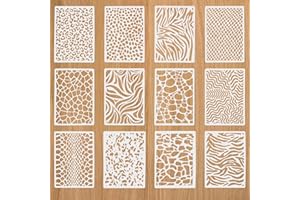JINSIHU 12PCS Drawing Painting Stencils Mixed Media Stencils Geometric Stencil for Crafts 8.2"x5.8" Reusable Painting Stencil Set for Furniture Plastic Template Stencil Draw Wall Wood Scrapbooking DIY Home