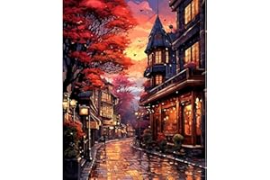Viart Street Paint by Numbers for Adults-Landscape Painting by Numbers for Adults,Scenery Paint by Number Kits for Home Wall Decor 16x20inch