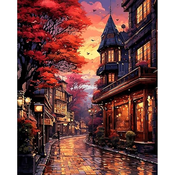 Viart - Pittura Con I Numeri Per Adulti, Paesaggio Stradale, Kit Completo Con Tela 40,6x50,8 Cm E Colori Acrilici - 2