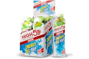 HIGH5 Caffeine Energy Gels Aqua - Quick Release Sports Gels to Power Muscles for Peak Performance - Natural Fruit Juice - On The Go Energy Boost for Running, Cycling and Endurance (Citrus, 20 x 66g)
