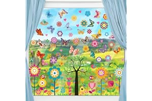‎JOKILY JOKILY 148 Stück Fensterbilder Aufklebern, Schmetterlings Fensteraufkleber, Frühling Sommer Fenstersticker, Blumen Schmetterlinge Fensterdeko, Selbstklebend Aufkleber Anti-Kollision Fenster Deko
