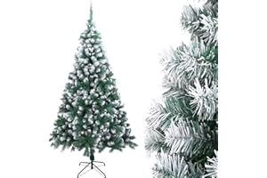 ‎LALAHO LALAHO Künstlicher Weihnachtsbaum 210 cm Grün & weiß - Weihnachtsbaum mit Metallständer, Naturgetreu, dichte Zweige, flammhemmendes PVC, Geeignet für Wohnungen, Büros, Geschäfte und Hotels
