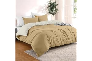 Dreamzie Copripiumino Matrimoniale 240x220 cm con 2 Federe 50x70 cm - Beige/Sabbia Set Copripiumino Matrimoniale 240x220