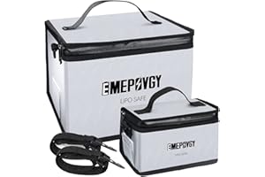 EMEPOVGY Batterie Lipo Sac de sécurité Frais de Protection Sac antidéflagrant Portable Double Zip Housse de Protection(22.3x20.9x17.4cm,19x9x11cm