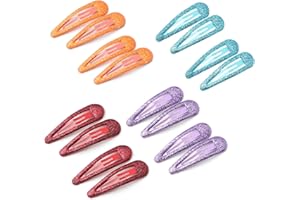 EUZUXU 16 Piezas Glitter Hair Snap Clips, 5CM Brillo Clips de Pelo de Metal, Multicolor Horquillas Clips para Niñas Mujeres(Azul, Rojo, Naranja, Morado)