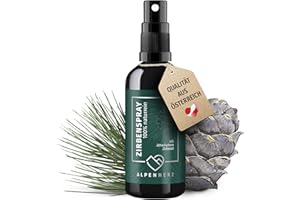 ‎ALPENHERZ Alpenherz Zirbenspray - 100 ml naturrein mit ätherischem Zirbenöl - Bett Duftspray für einen schönen Kissenduft - Zirbenwald Spray für Auto, Kopfkissen, Bettspray, Raumduft oder auch Raumspray