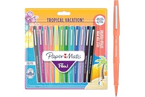 Paper Mate Flair Felt Tip Pens | Medium Point (0.7 mm) Marker Pens | Assorted Tropical Vacation Colouring Pens | For Kids & Adult Colouring, Journalling & More | 12 Count