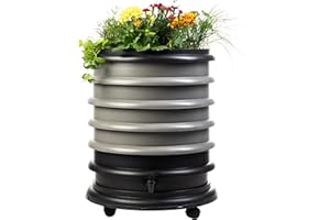 WORMbox | Lombricomposteur 4 Plateaux Gris + Jardinière | 64 litres | Compostez Vos déchets organiques, Les vers de Terre/lombrics produisent du lombricompost