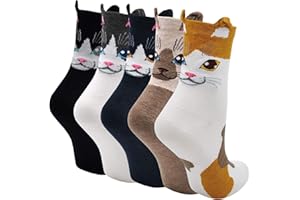 ZFSOCK Damskie nowości skarpetki bawełniane zabawne zwierzęta skarpetki urocze psy koty wzór kolorowe szalone skarpetki na urodziny Boże Narodzenie rocznicę 5 par rozmiar 4-9