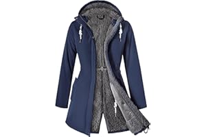 ATLASLAVA Wintermantel Damen Fleece Warm Lang Jacke Softshellmantel übergangsmantel Winter
