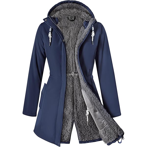 TOMEEK Damesparka, winterjas, warme fleece gevoerde jas, dikke gewatteerde bovenkleding met capuchon, winddichte katoenen gewatteerde overjas met zakken, Donkergrijs, S