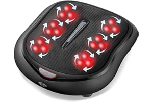 Alljoy Shiatsu elektryczne urządzenie do masażu stóp przeciwko zapaleniu powięzi podeszwowej, 18 elastycznych głowic do masażu ugniatającego, wspomagające krążenie krwi, zintegrowany kabel zasilający