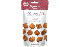 Mr Filbert's Japanese Teriyaki Mochi Bites – 12 x 40g Packs | Crunchy Puffed Rice Snack with Sweet & Savoury Teriyaki and Sesame | Grab & Go