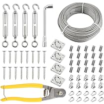 Kit Câble Acier 2mm 30m - Avec Tendeurs, Boucles, Mousquetons - Pour Fil à Linge, Treillis, Bricolage - 8