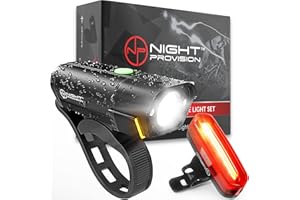 NP NIGHT PROVISION BX-300 USB Rechargeable LED Bike Light Set Front and Back Cycling Safety Lights Best Headlight with New DUO-120 USB Tail Light for Adults Kids Men Women