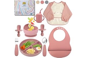 HappyDoo | Set Pappa Svezzamento |11 Pezzi | Piatto Svezzamento con Ventosa | Citola | 2 Bavaglini | Bicchiere | Set Pappa senza BPA | In Confezione Regalo | Set Pappa | Set Svezzamento Prima Pappa