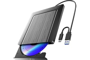 Extern CD DVD-enhet, ultratunn USB 3.0 & USB-C CD/DVD-enhet extern, CD DVD +/-RW ROM brännare optisk extern DVD-enhet för bärbar dator, PC, stationär dator, MacBook, Windows 11/10/8/7/XP/Linux/MacOS