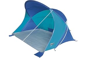 High Peak 10017 Abri de Plage Mixte Adulte, Bleu/Turquoise, 150 x 200 x 130/105 cm