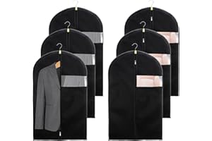 OWELTH 6 Pcs Housse Vêtements à Suspendre non Tissées 60 x 100 cm, Housse Vêtement Antipoussière avec Fenêtre Visuelle et Zip pour Chemises, Costumes, Vestes, Robes