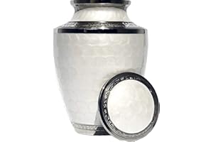 Eternal Harmony Cremation Urn for Human Funeral Ashes with Elegant Finishes to Honor and Remember Your Loved One (Carefully Handcrafted) Silver Pearl